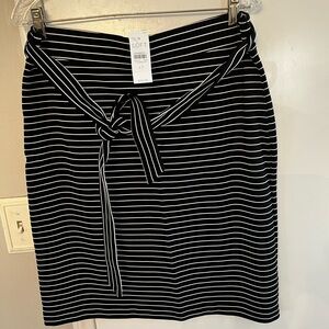 LOFT Black and White Pencil Skirt with Tie Detail